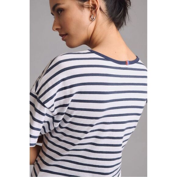NEW Anthropologie Sundry Nautical Striped Ruched T-Shirt Mini Dress X-Small - Picture 4 of 4